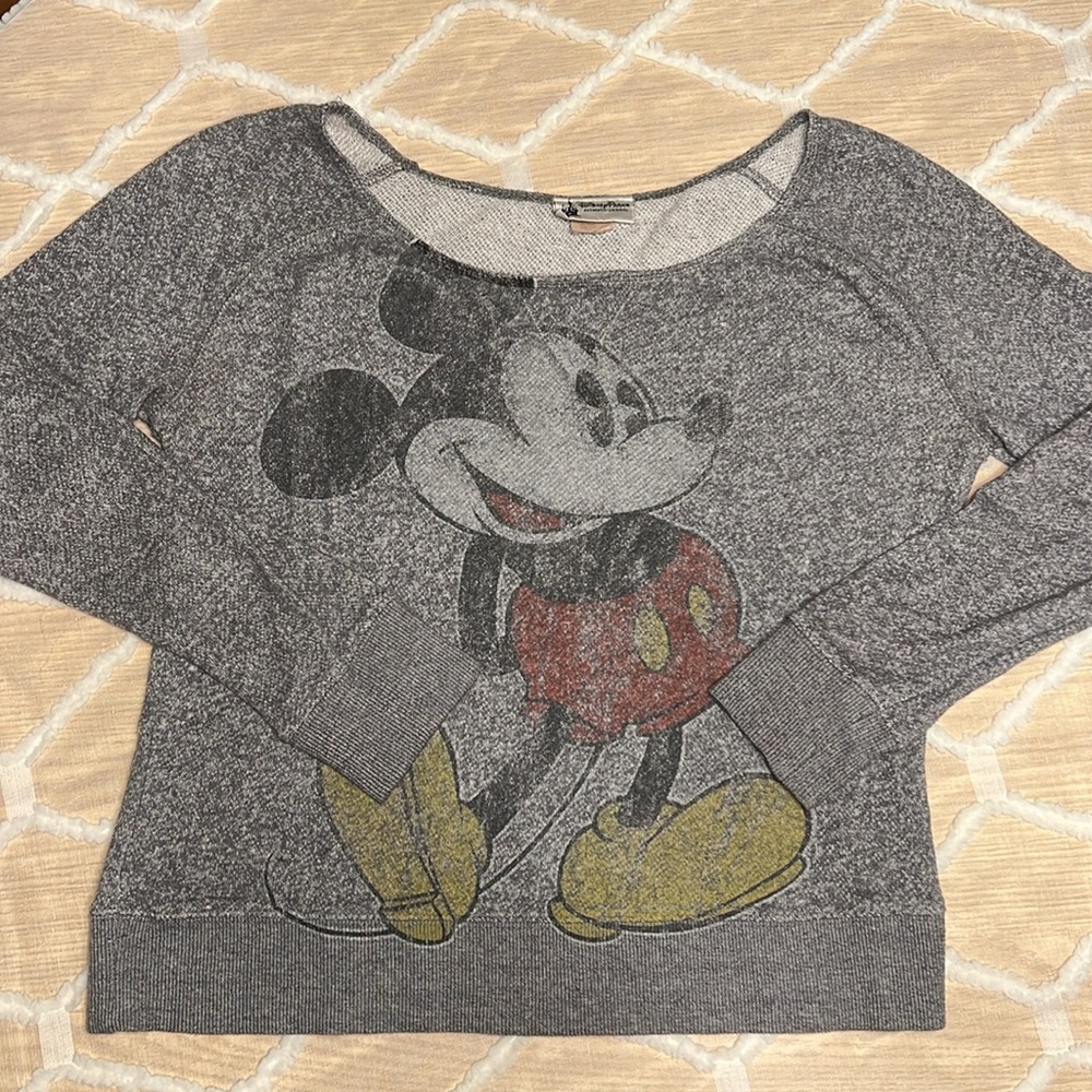 Vintage Mickey Mouse Disney Parks Sweater, Athletic Heathered Gray | Size Small